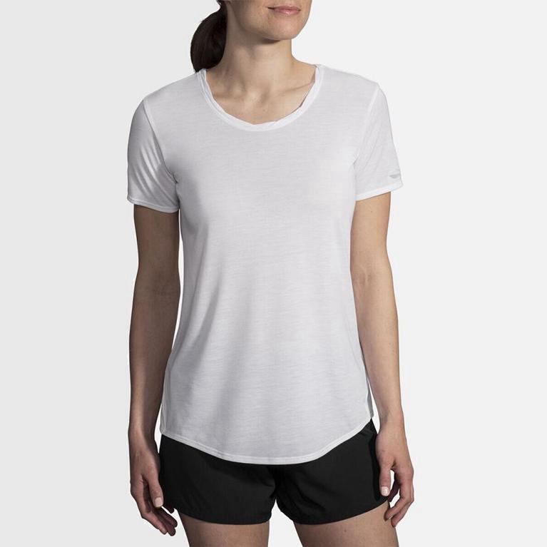 Brooks Distance NZ - Women's Short Sleeve Running Shirt - White (08715-PVRQ)